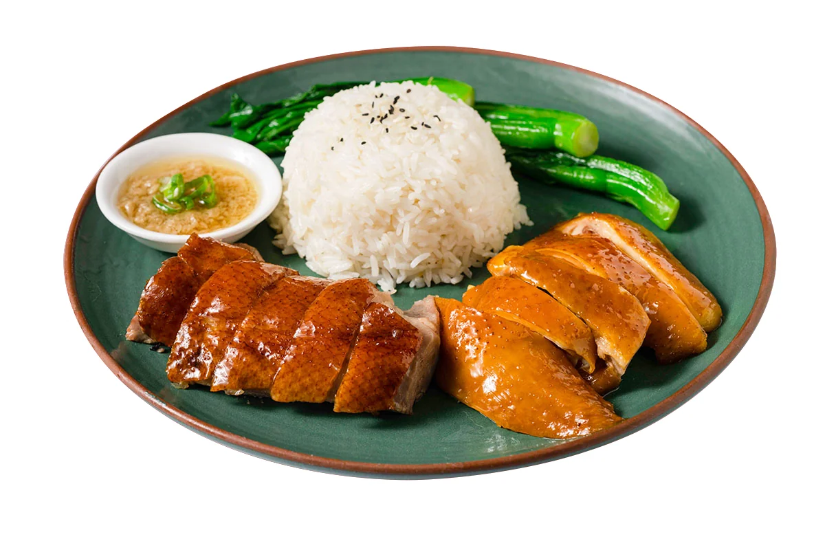 烧鸭油鸡双拼饭